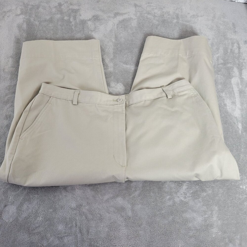 Cabin Creek Women's Plus 20W Capri Pants Beige 100% Cotton Straight Leg CAP27E